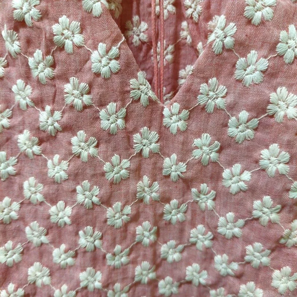 NWT VOY Pink/Mauve Floral Embroidered Ruffle Sleeve Top Boho - Picture 4 of 7